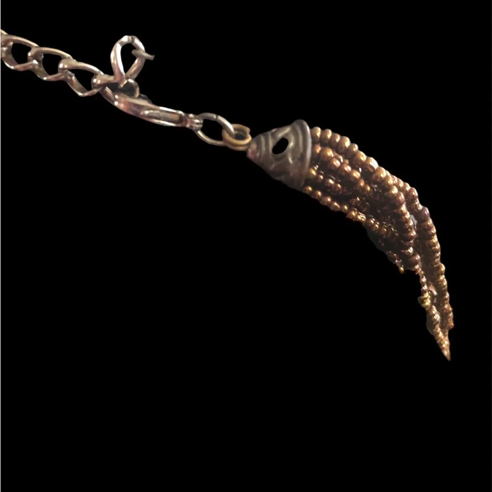 Disco Gold Bronze‎ Layered Beaded Accent Necklace 19 in